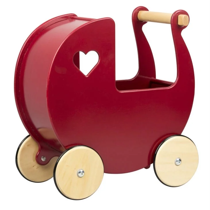 Wooden glow - in - the - dark toys for nighttime play​ Moover - Dolls Pram Red