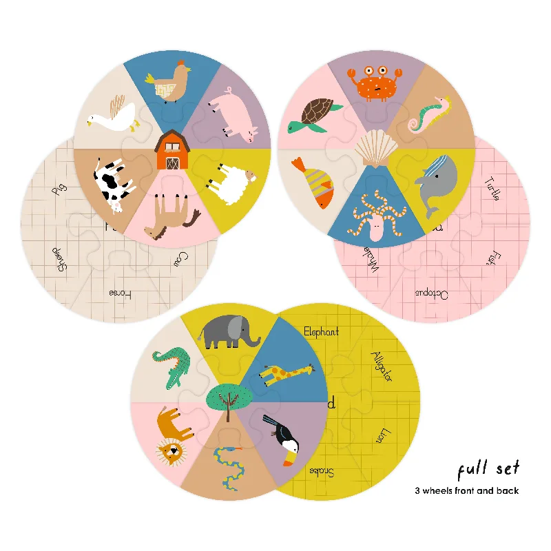 Wooden play museums for cultural exploration​ Puzzle Wheels | Animals