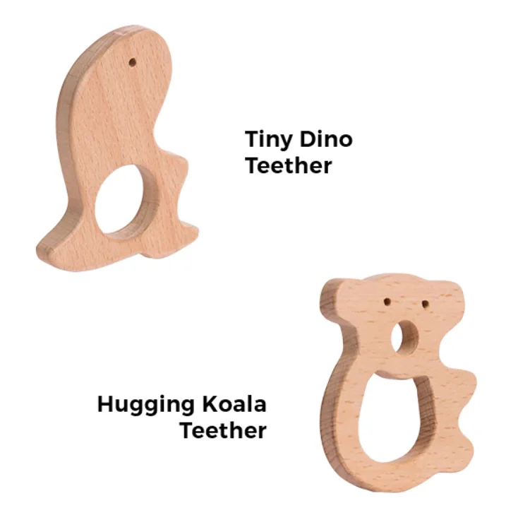 Wooden play stores for shopping pretend​ Tiny Dino and Hugging Koala Teether Set