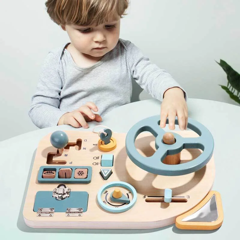Wooden play fire stations for fire - fighting pretend​ Wooden Analog Steering Wheel Toy