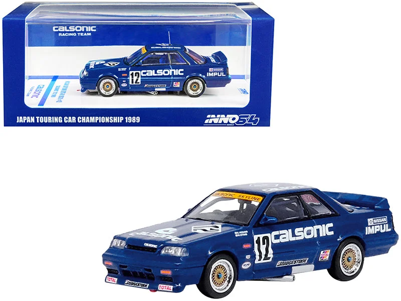 Steampunk - themed model toys for unique aesthetics​ Nissan Skyline GTS-R (R31) RHD (Right Hand Drive) #12 "Calsonic" JTC Japanese Touring Car Championship (1989) 1/64 Diecast Model Car by Inno Models